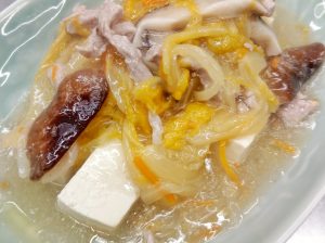 豆腐の豚フィレオレンジハクサイのあんかけ