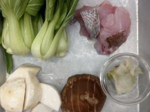 天然真鯛とチンゲン菜のザーサイ煮込み